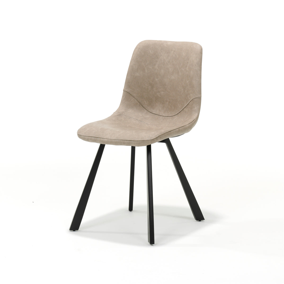 Eetkamerstoel Bari zwart, stof vintage beige