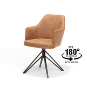 Eetkamerstoel Armstoel Calvin draaivoet zwart stof Soft cognac