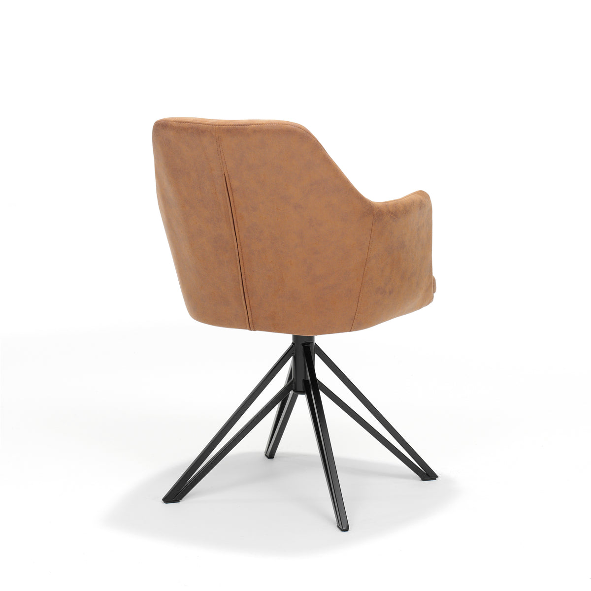 Eetkamerstoel Armstoel Calvin draaivoet zwart stof Soft cognac