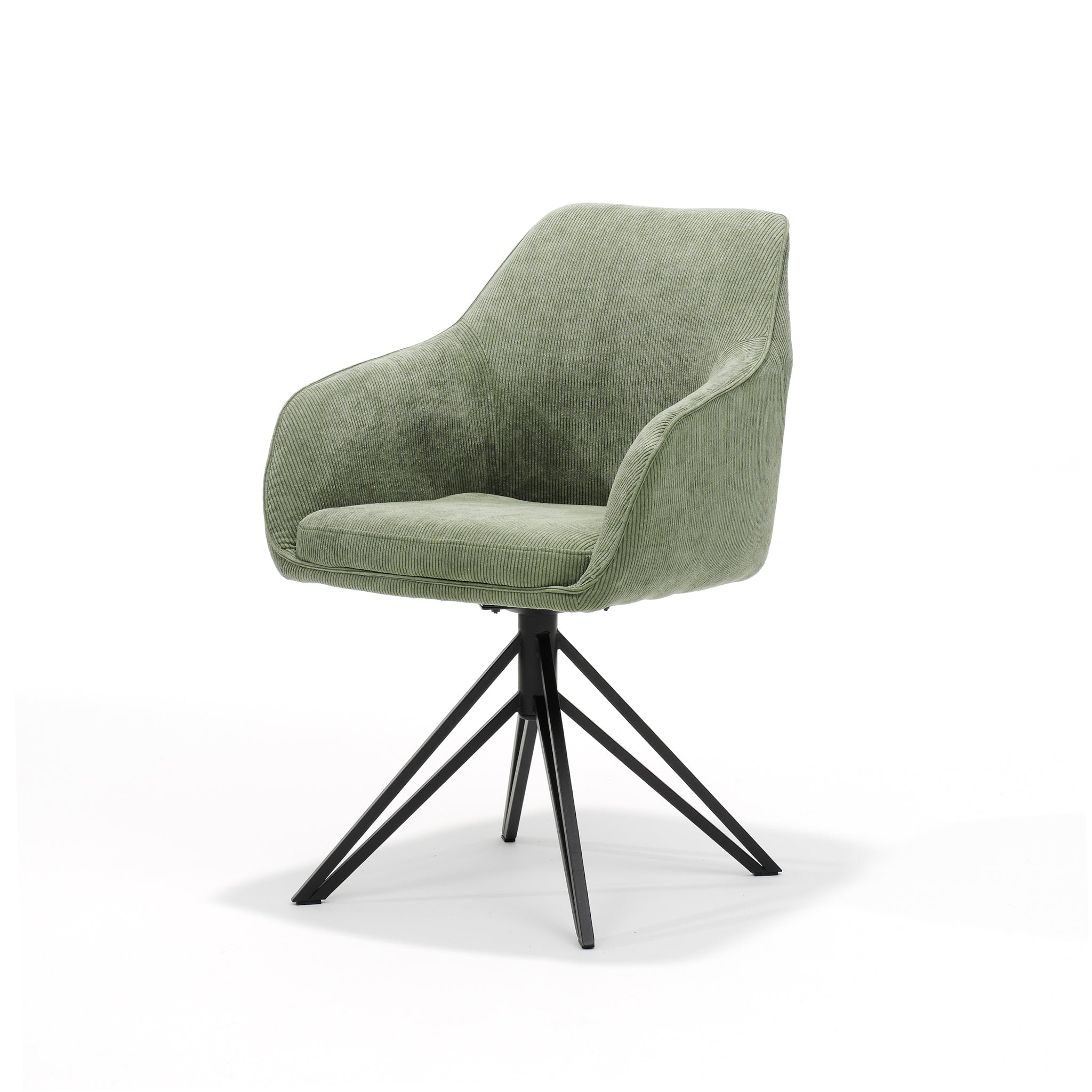 Blues armstoel - ribstof groen - draaivoet