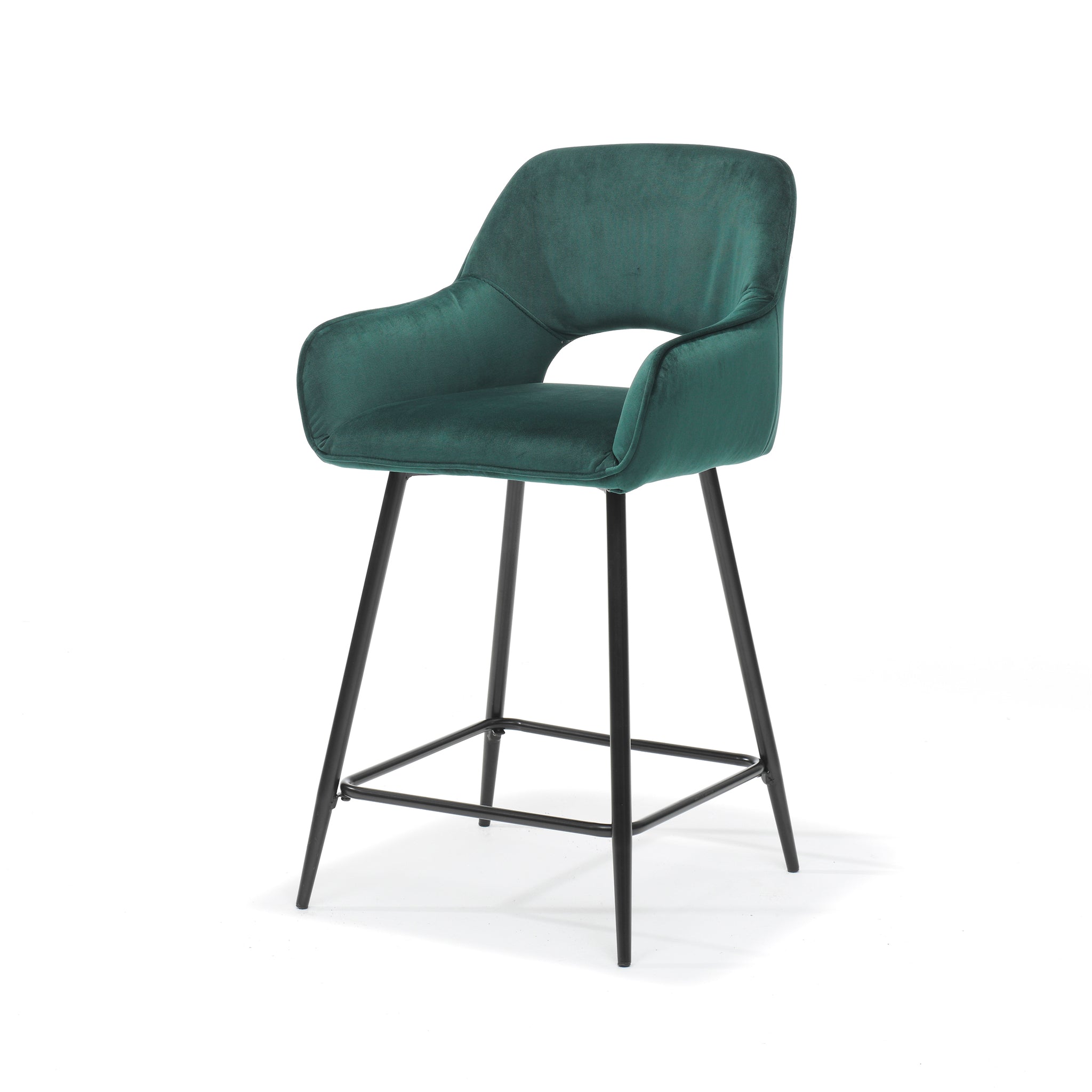 Katy barkruk zwart - veloursstof groen