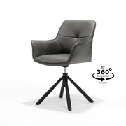 Eetkamerstoel Rapid armstoel T2-360 Bull microleer grafiet #66, draaivoet 360°