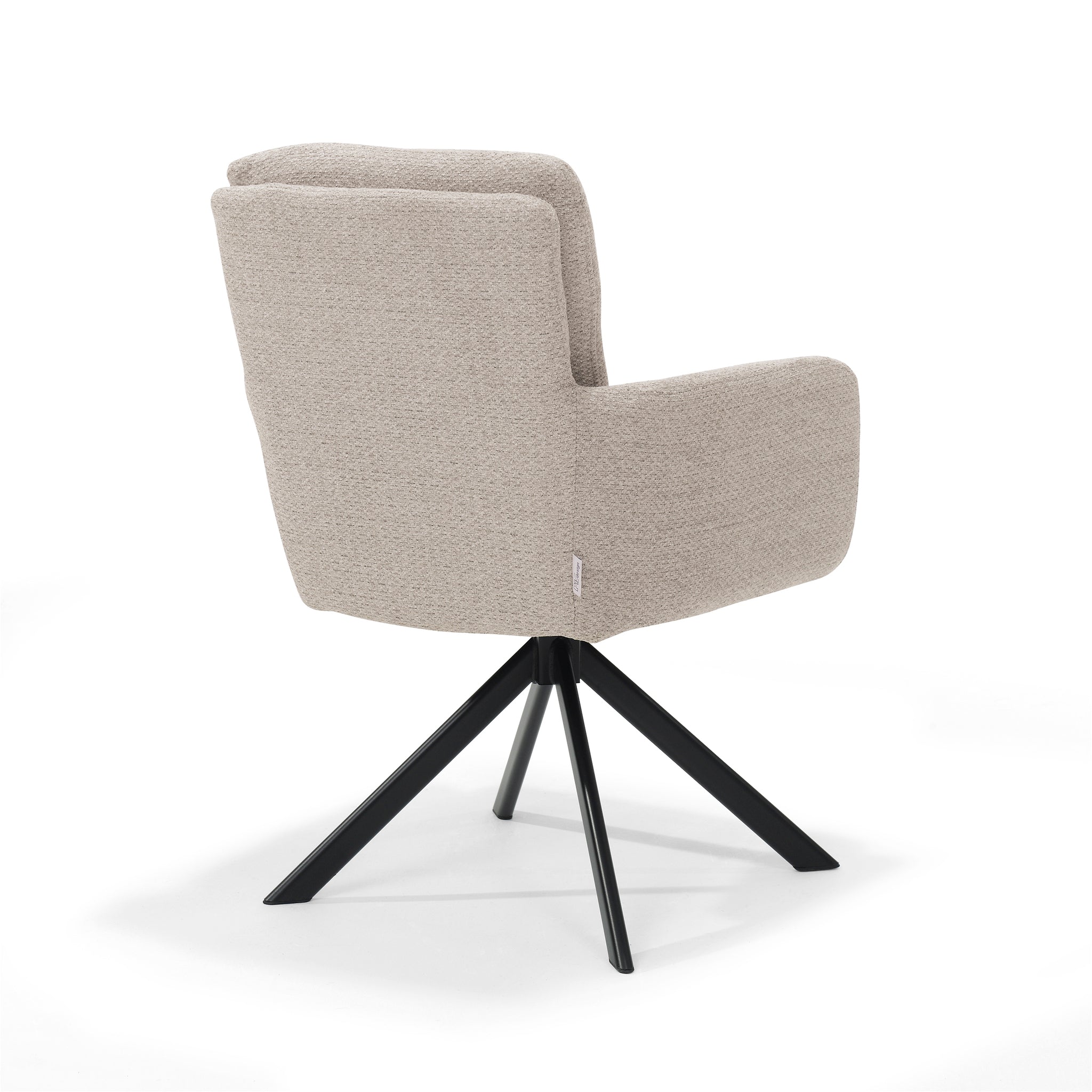 Eetkamerstoel Fred fauteuil - stof Retro Bliss #03 naturel - draaivoet 180° zwart
