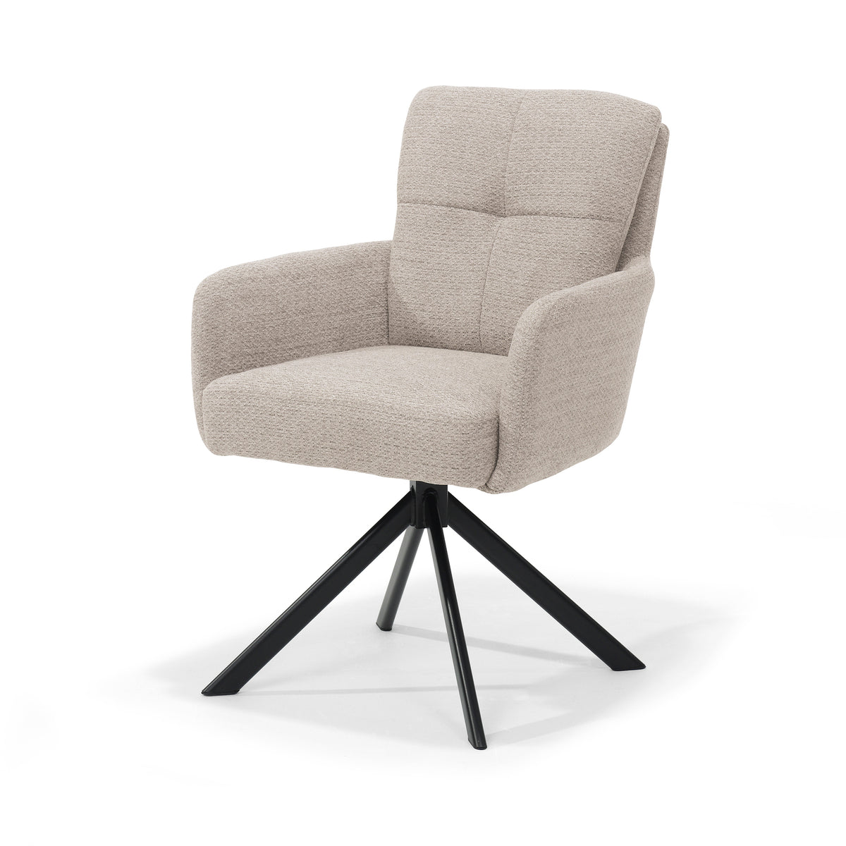Eetkamerstoel Fred fauteuil - stof Retro Bliss #03 naturel - draaivoet 180° zwart
