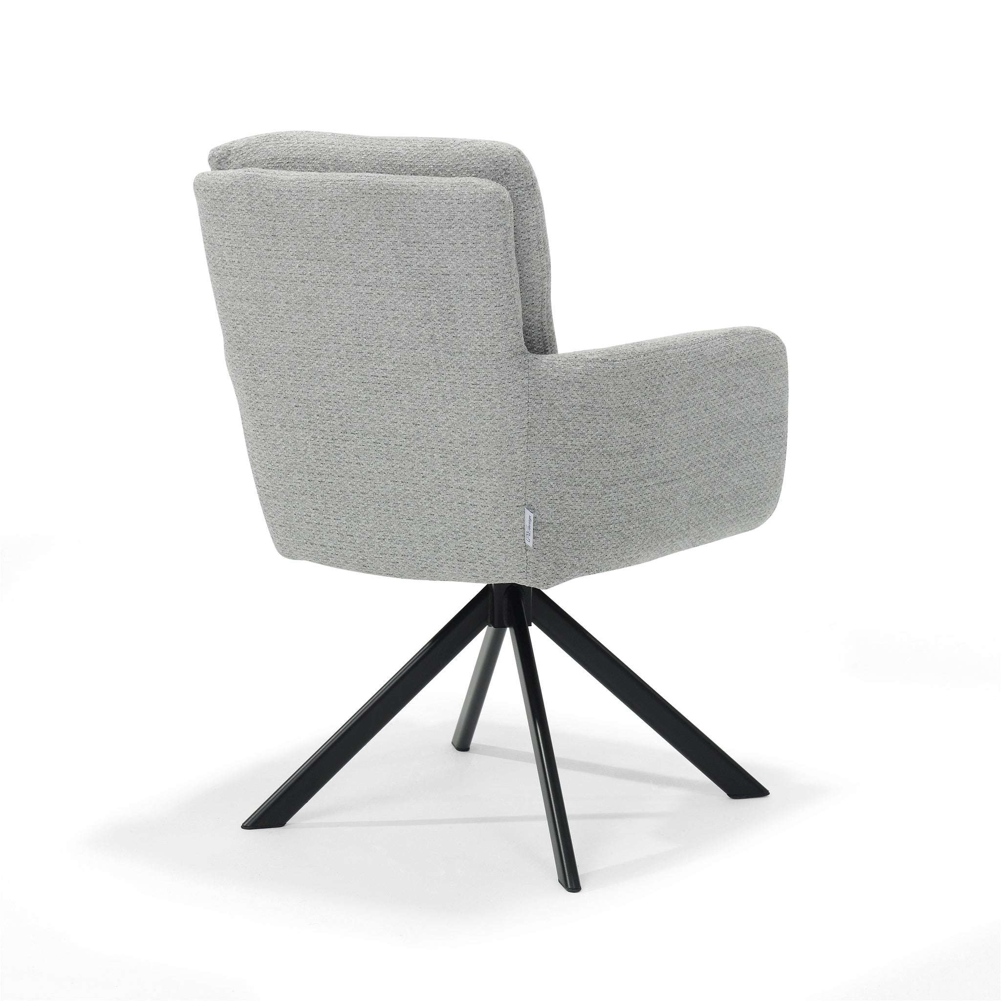 Eetkamerstoel Fred fauteuil - stof Retro Bliss #83 grijs - draaivoet 180 zwart