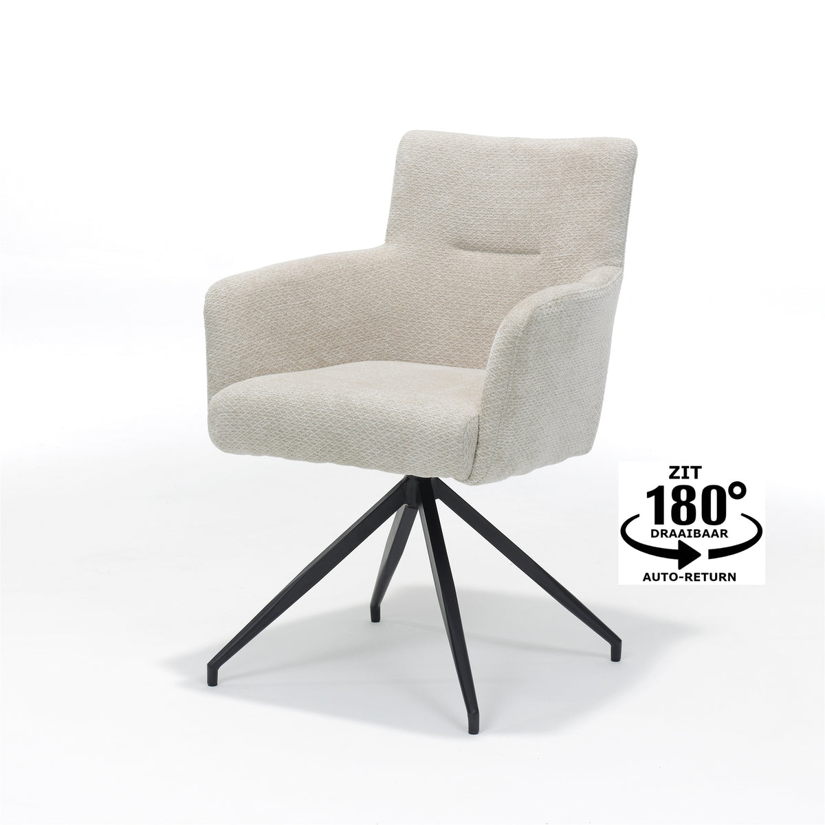 Eetkamerstoel Joey armstoel stof Retro Bliss naturel