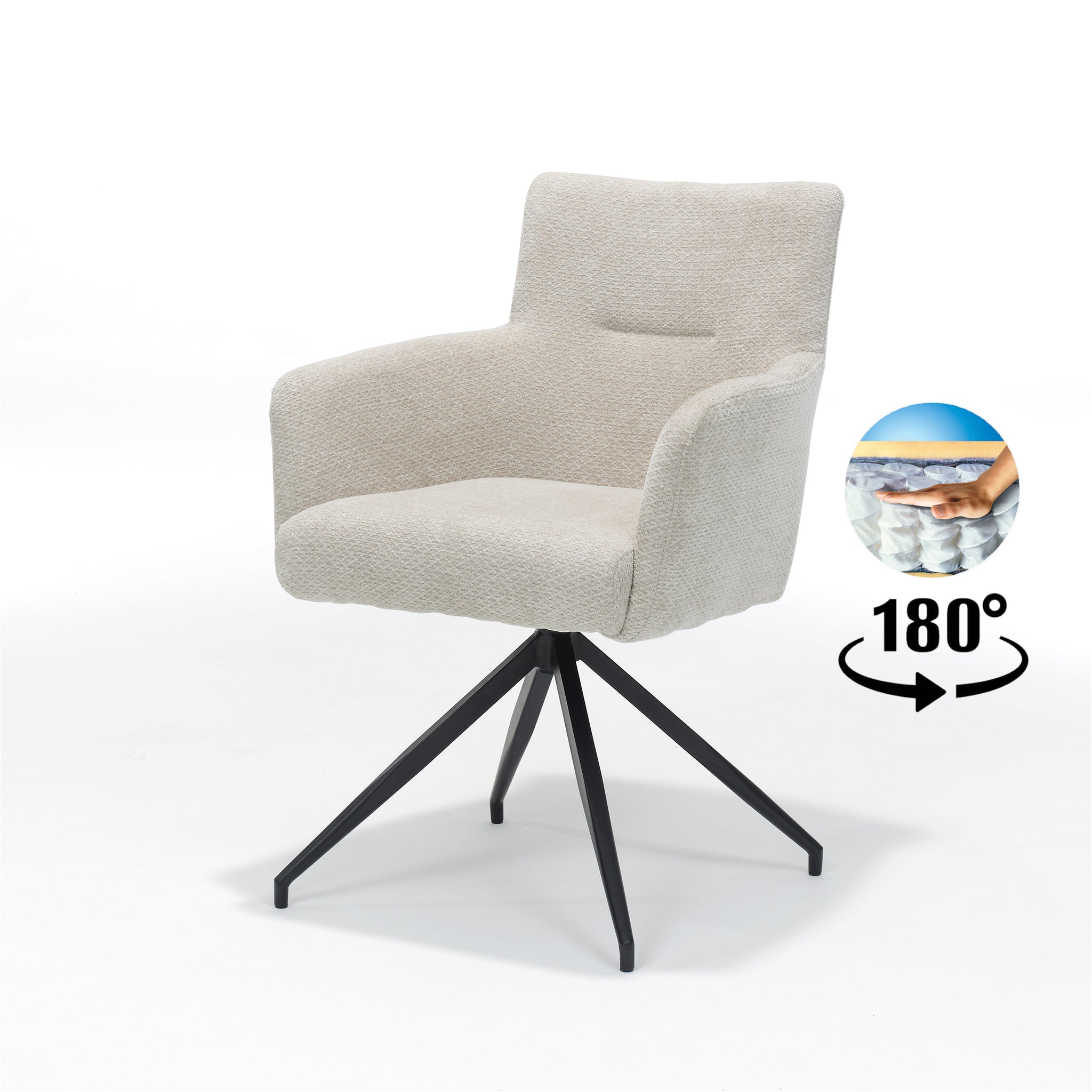 Eetkamerstoel Joey armstoel stof Retro Bliss naturel
