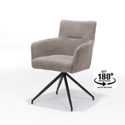 Eetkamerstoel Joey armstoel, stof Retro Bliss taupe, frame zwart