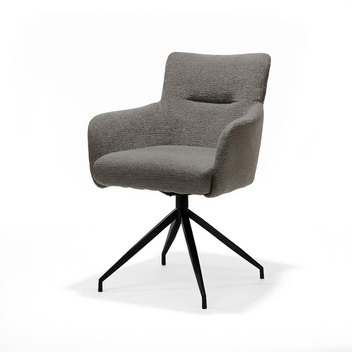 Eetkamerstoel Joey armstoel, stof Retro Bliss, antraciet, frame zwart