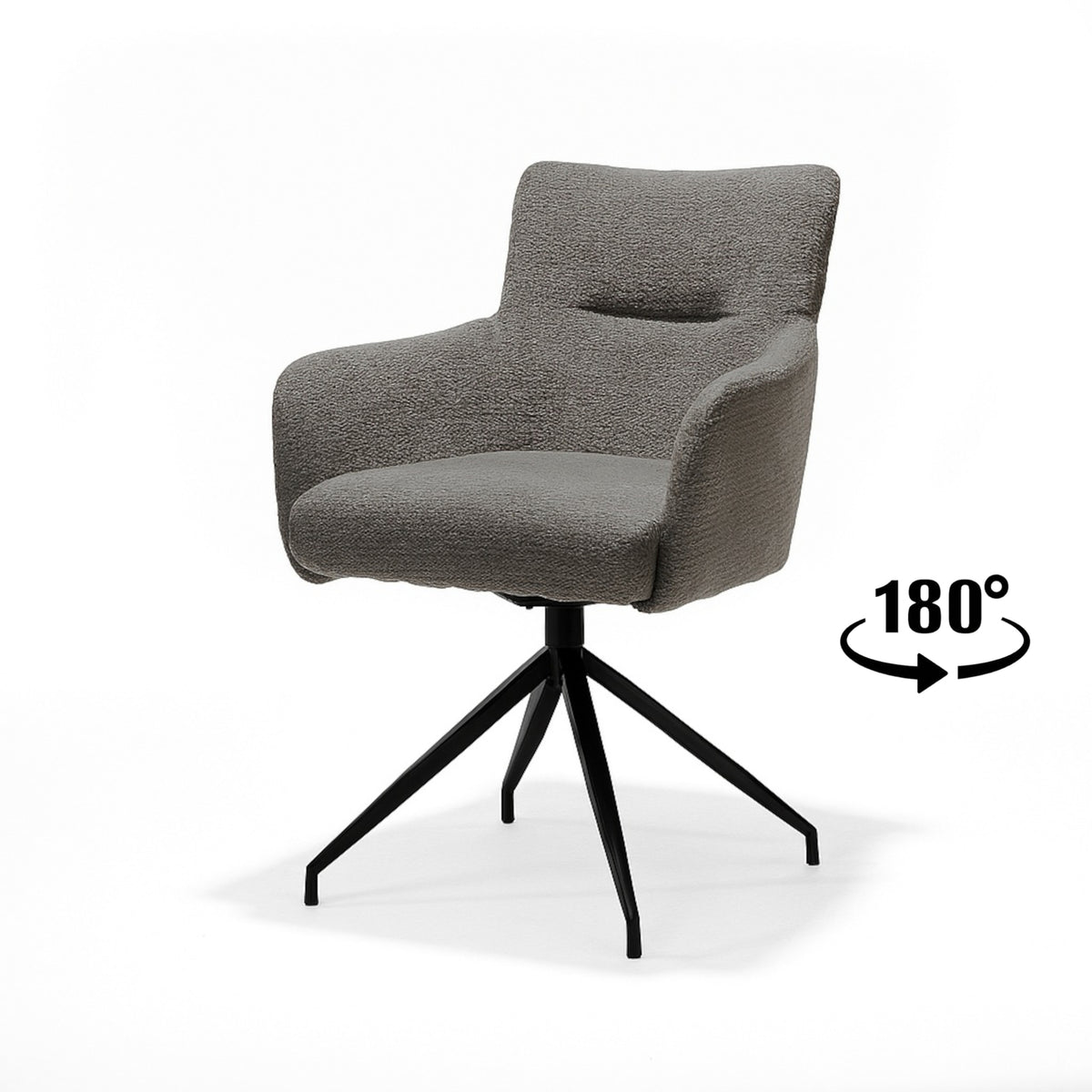 Eetkamerstoel Joey armstoel, stof Retro Bliss, antraciet, frame zwart
