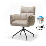 Nova armstoel, stof Cremona #14 beige - 360° draaibaar, frame zwart P14