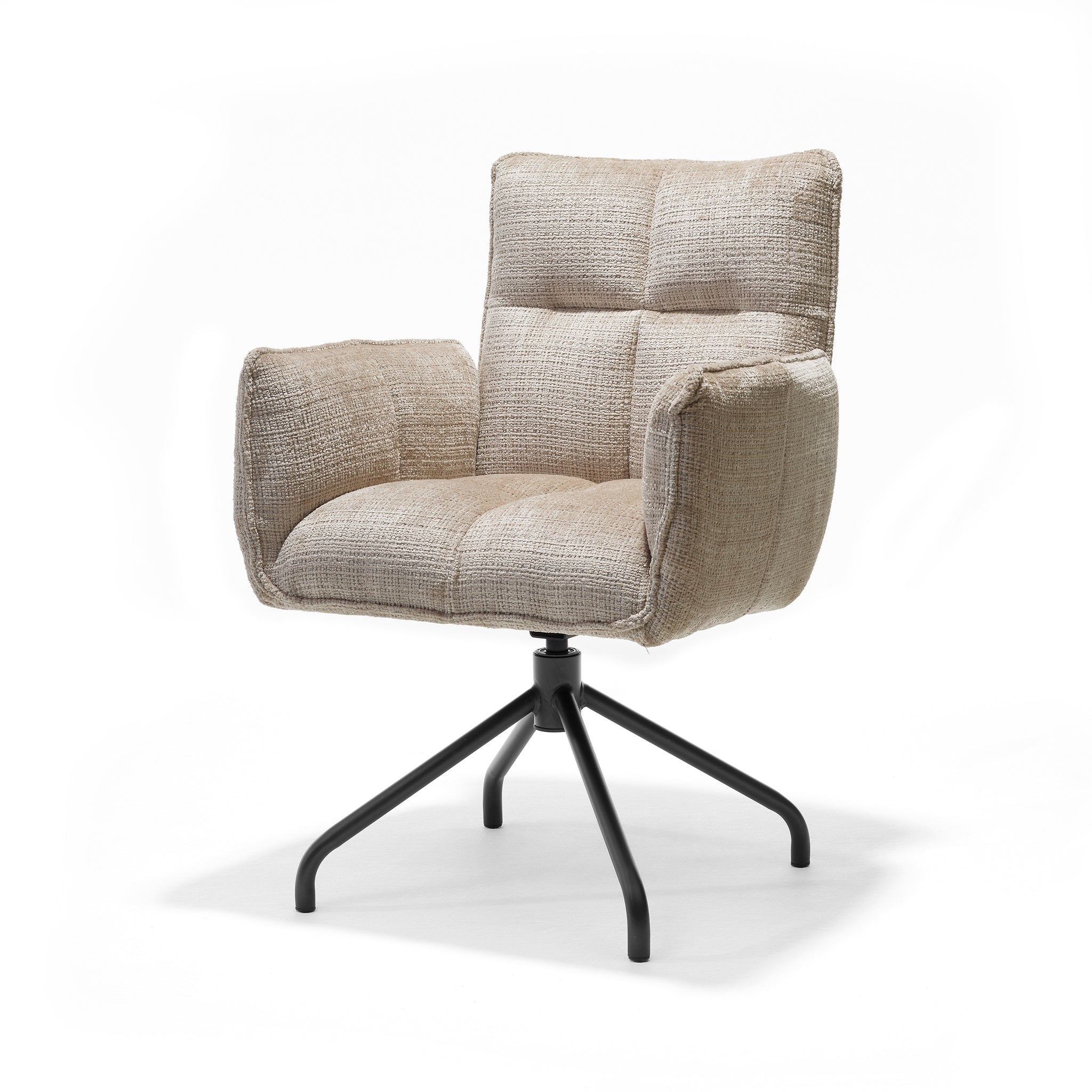 Nova armstoel, stof Cremona #14 beige - 360° draaibaar, frame zwart P14