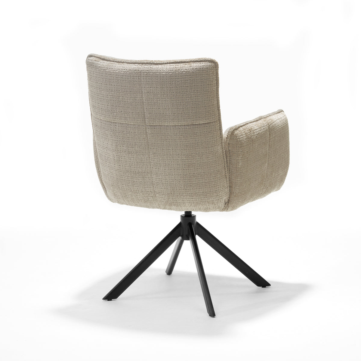 Eetkamerstoel Nova armstoel stof Cremona #02 ecru - 360° draaibaar, zwart frame A360