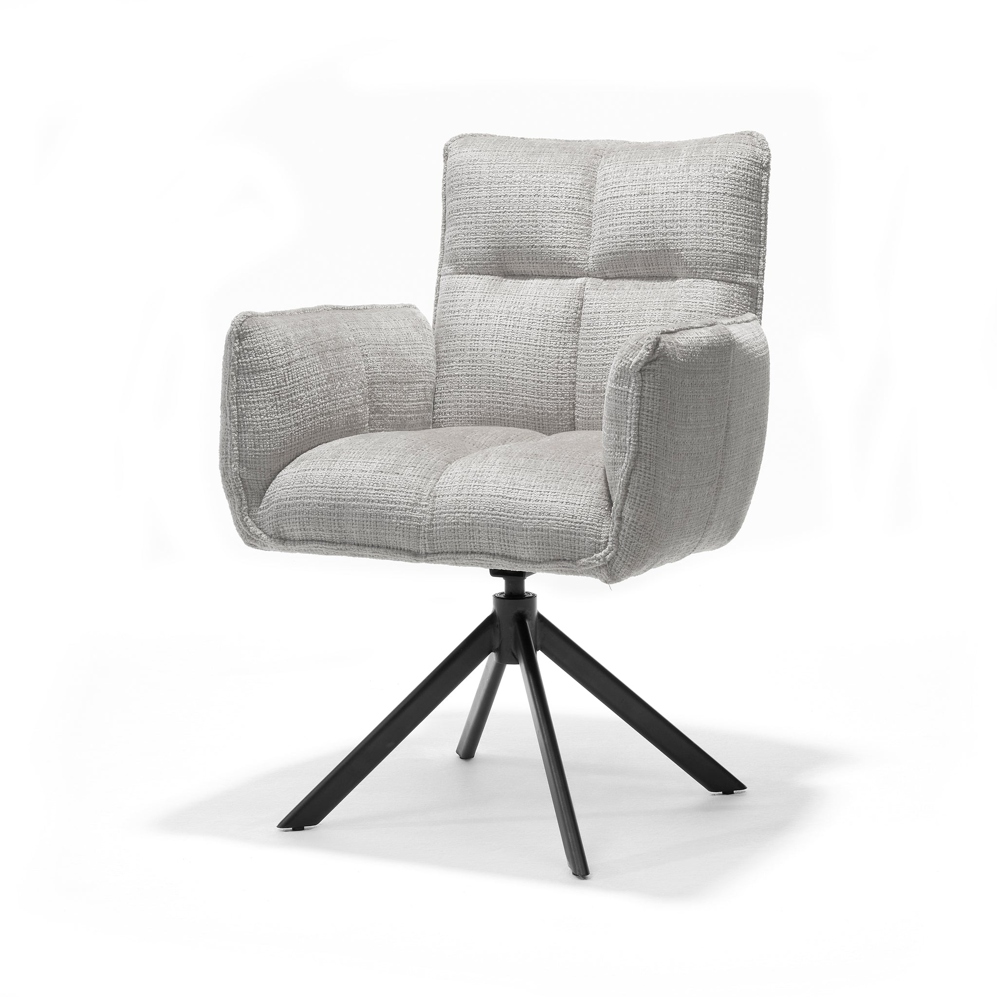 Eetkamerstoel Nova armstoel Stof Cremona #04 Naturel - 360° draaibaar zwart frame A360