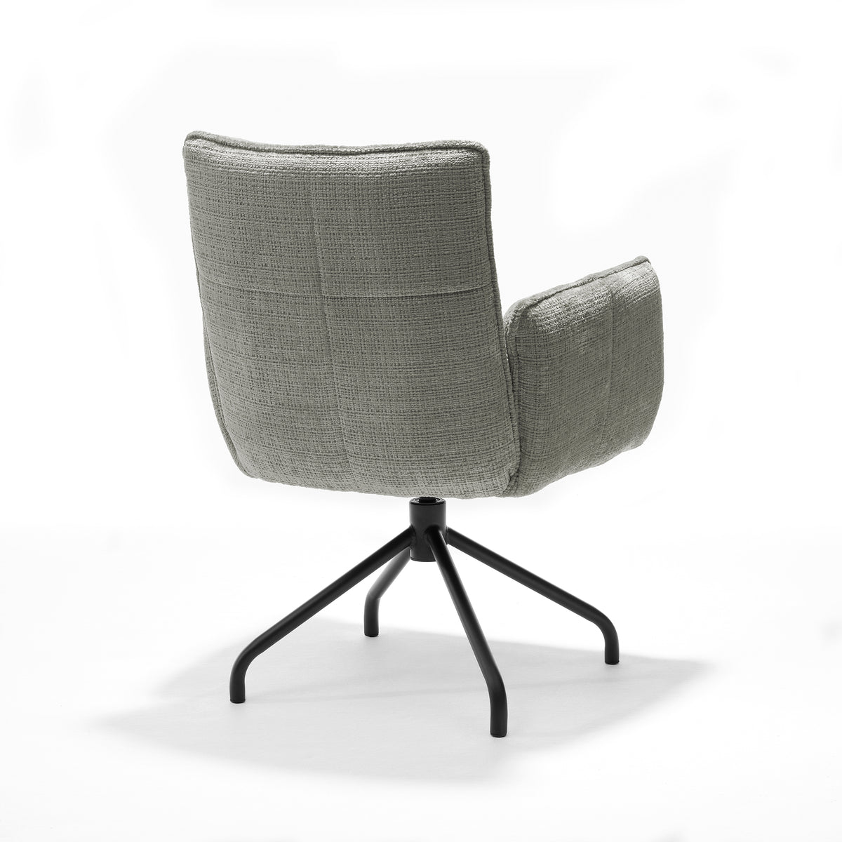 Eetkamerstoel Nova armstoel Stof Cremona #04 Naturel - 360° draaibaar zwart frame A360
