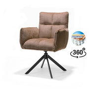 Nova armstoel stof Cremona #18 taupe - 360° draaibaar - frame zwart A360