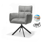 Eetkamerstoel Nova armstoel Stof Cremona #85 Lichtgrijs - 360° draaibaar, zwart frame A360