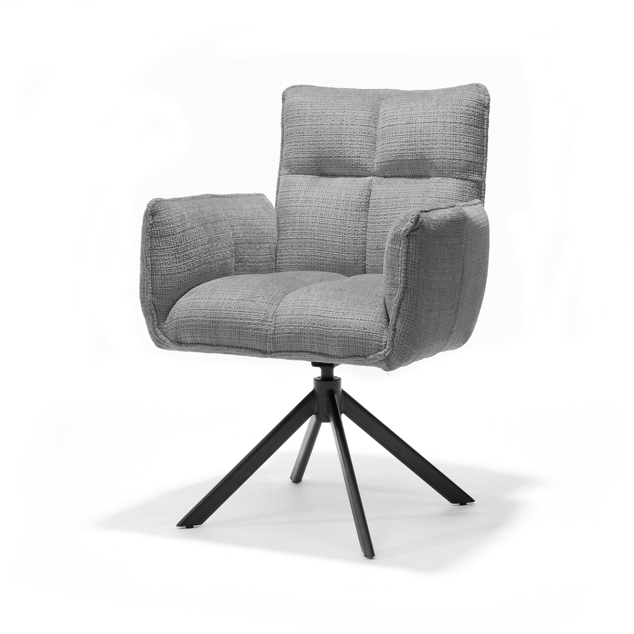 Eetkamerstoel Nova armstoel Stof Cremona #85 Lichtgrijs - 360° draaibaar, zwart frame A360