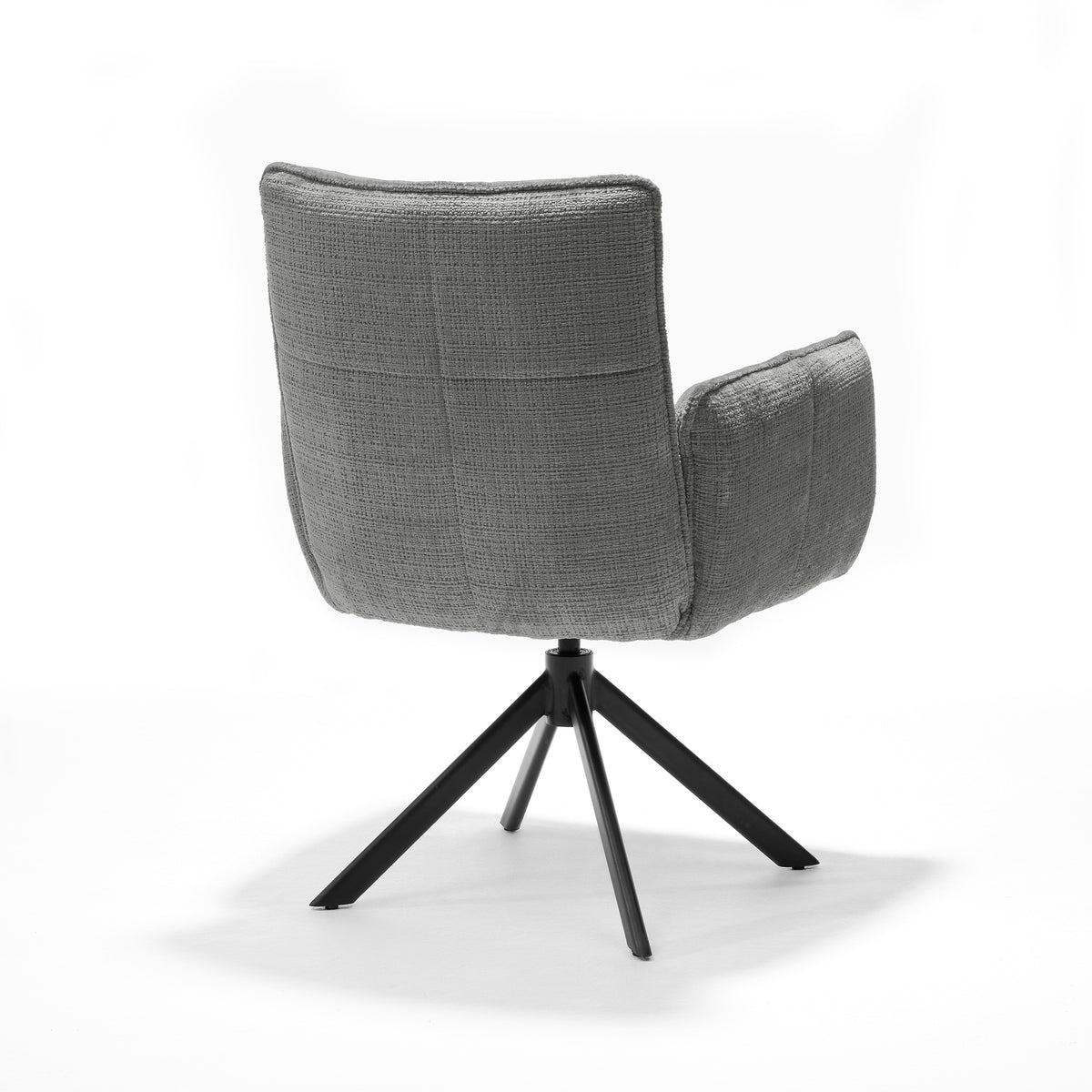 Eetkamerstoel Nova armstoel Stof Cremona #85 Lichtgrijs - 360° draaibaar, zwart frame A360