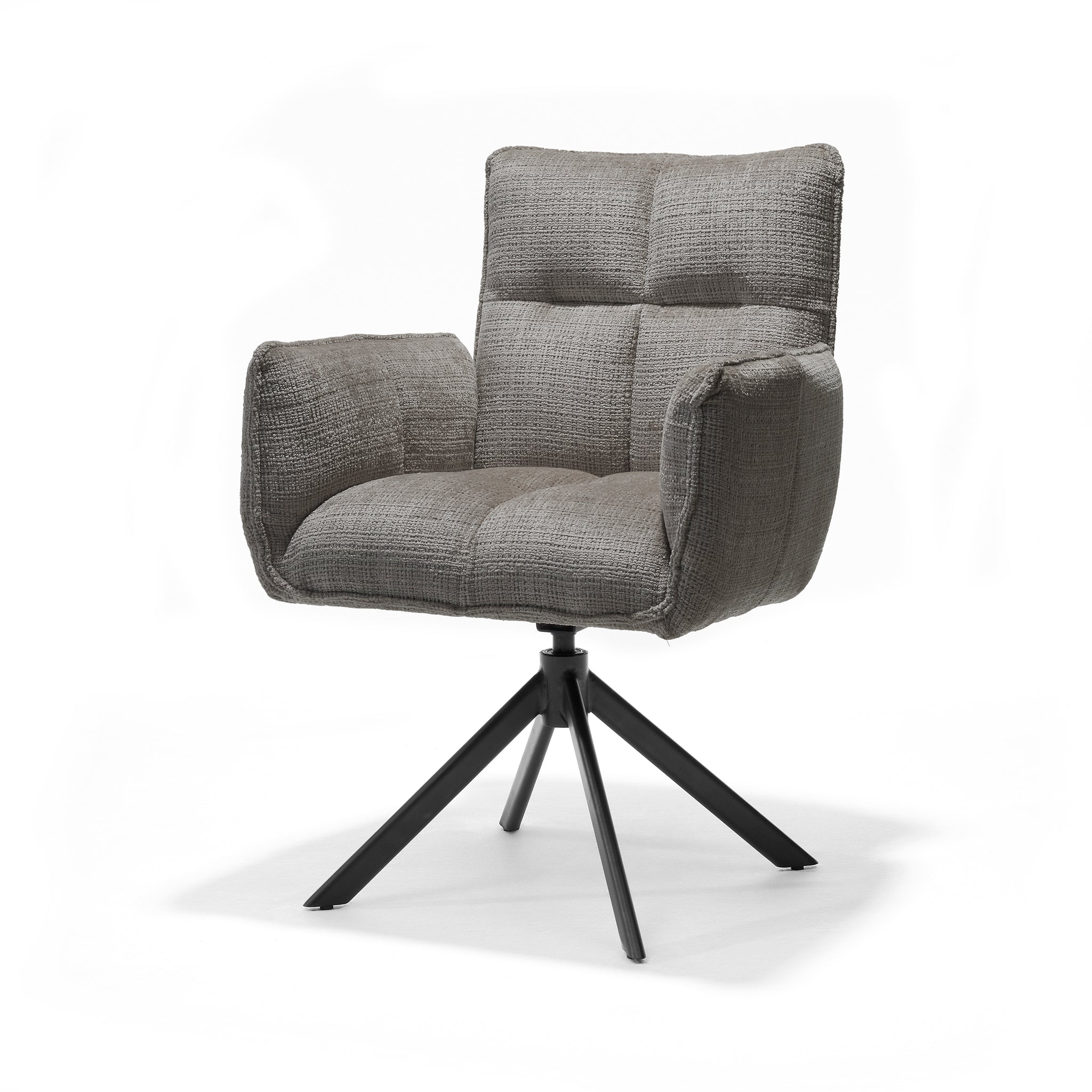 Nova armstoel, stof Cremona #93 donkergrijs - 360° draaibaar, zwart frame A360