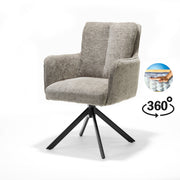 Eetkamerstoel Alex armstoel stof Cremona #02 ecru - 360° draaibaar, zwart frame A360