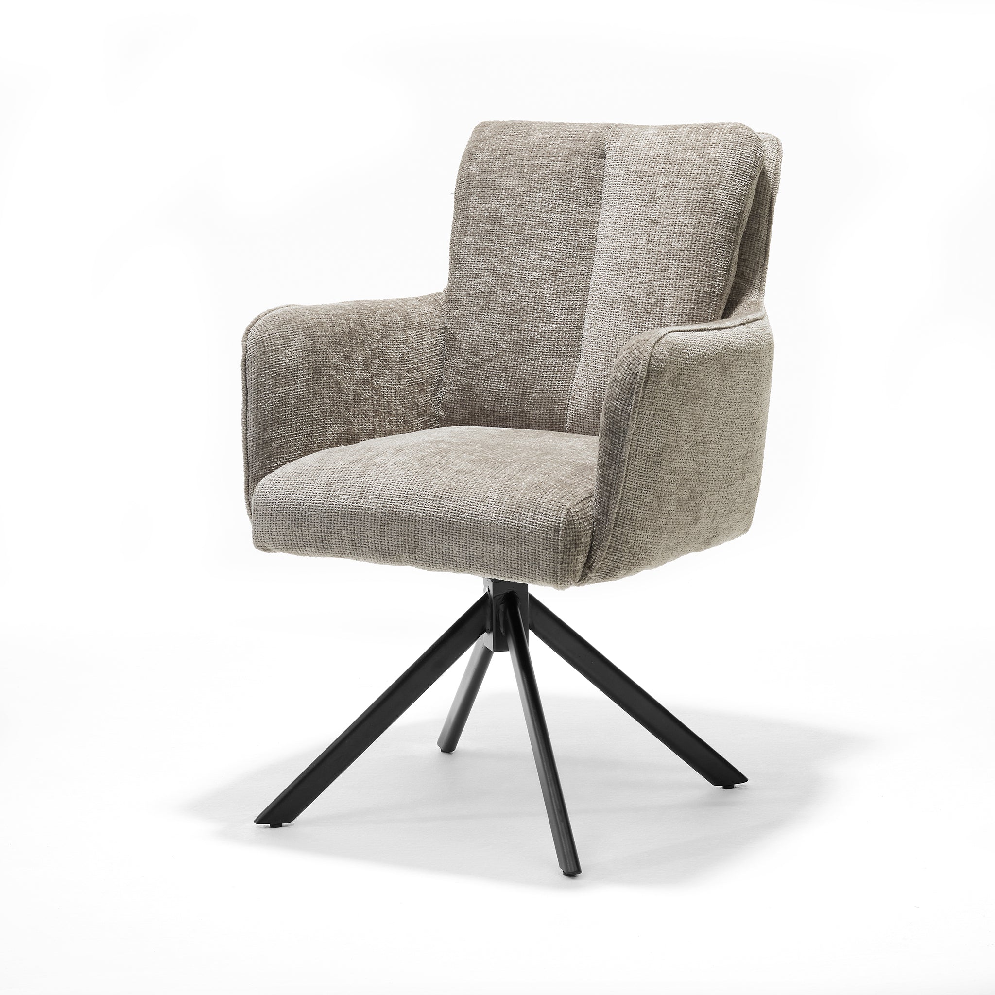Alex armstoel stof Cremona #02 ecru - 360° draaibaar, zwart frame A360
