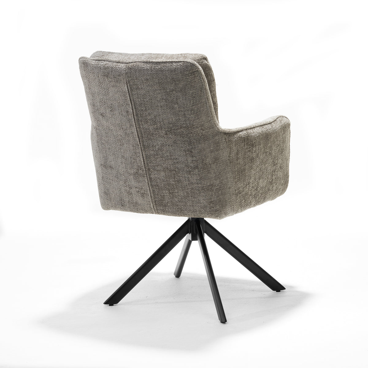 Eetkamerstoel Alex armstoel stof Cremona #02 ecru - 360° draaibaar, zwart frame A360