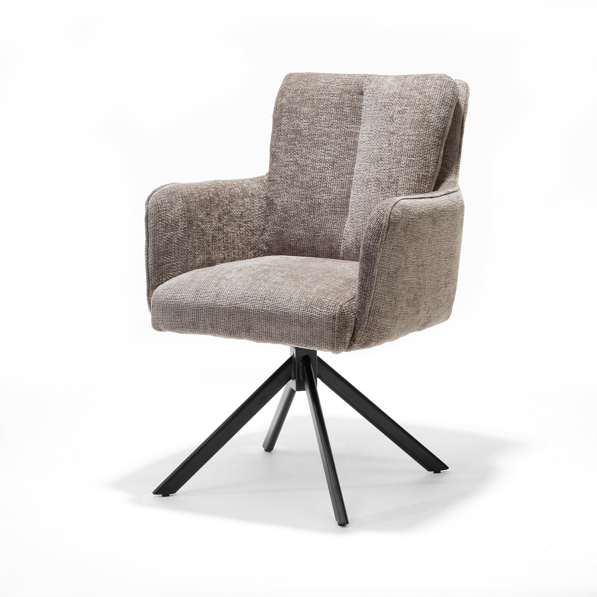 Alex armstoel, stof Cremona nr. 04 Naturel - 360° draaibaar, zwart frame A360
