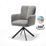 Alex armstoel stof Cremona #85 lichtgrijs - 360° draaibaar, zwart frame A360