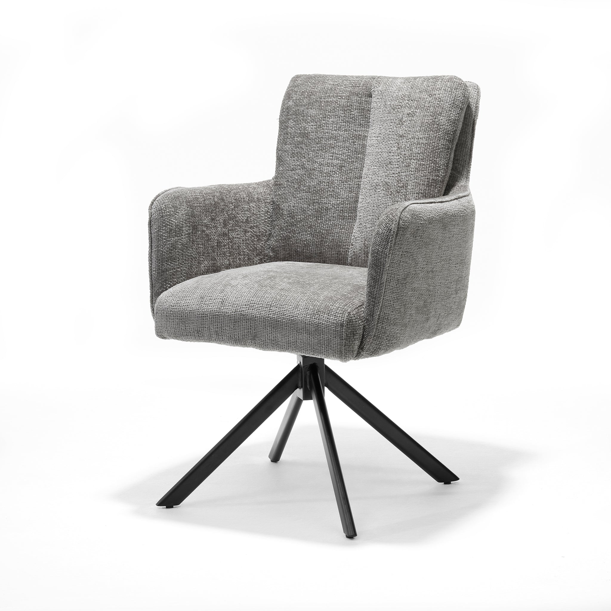 Alex armstoel stof Cremona #85 lichtgrijs - 360° draaibaar, zwart frame A360