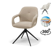 Eetkamerstoel Move armstoel stof Sahara Glacier Ash - relaxfunctie - zwart frame