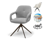 Eetkamerstoel Move armstoel Stof Sahara #455 Grijs - Relaxfunctie - frame Anodisch Bruin