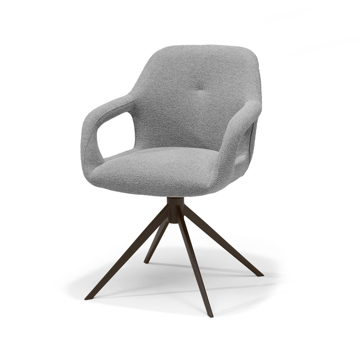 Eetkamerstoel Move armstoel Stof Sahara #455 Grijs - Relaxfunctie - frame Anodisch Bruin