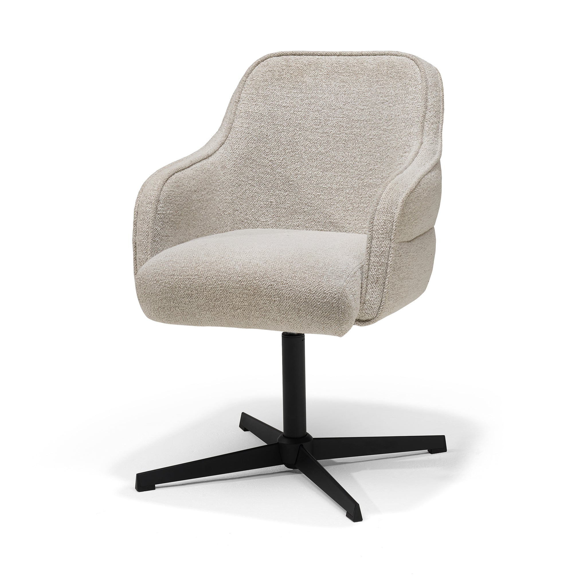 Atlas armstoel, stof Alpine #01 naturel - 360° draaibaar, frame zwart