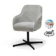Eetkamerstoel Atlas armstoel Stof Alpine #149 Staal - 360° draaibaar zwart frame