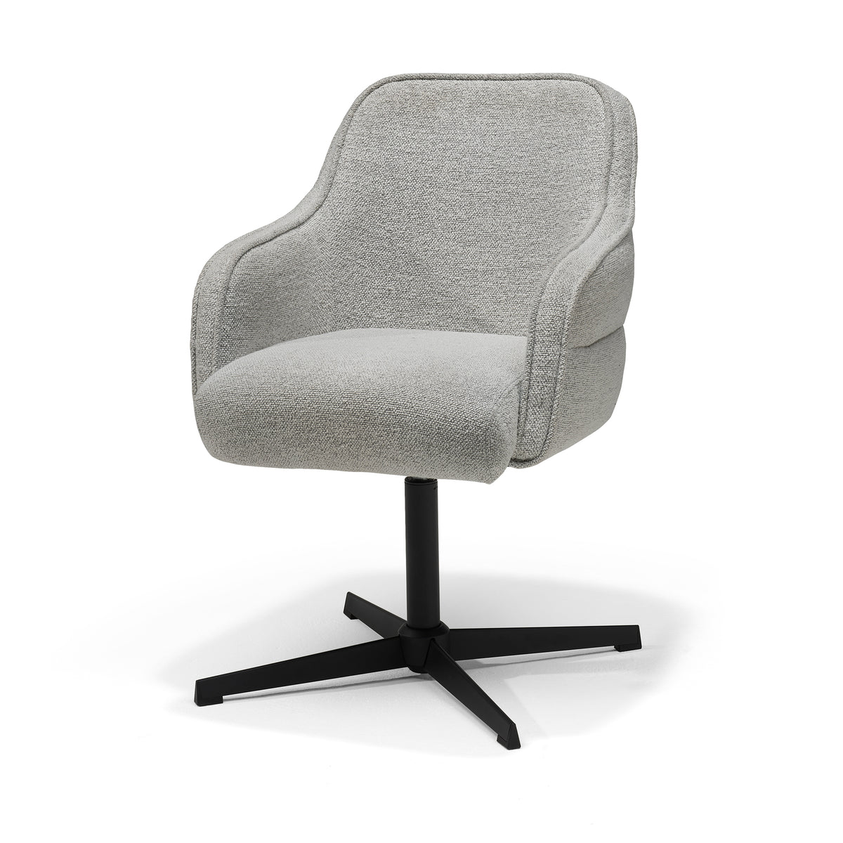 Eetkamerstoel Atlas armstoel Stof Alpine #149 Staal - 360° draaibaar zwart frame