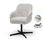 Eetkamerstoel Atlas armstoel, stof Alpine #186 Champagne - 360° draaibaar, zwart frame