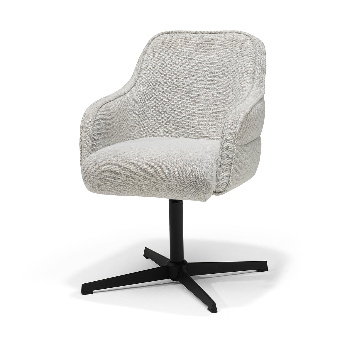 Eetkamerstoel Atlas armstoel, stof Alpine #186 Champagne - 360° draaibaar, zwart frame