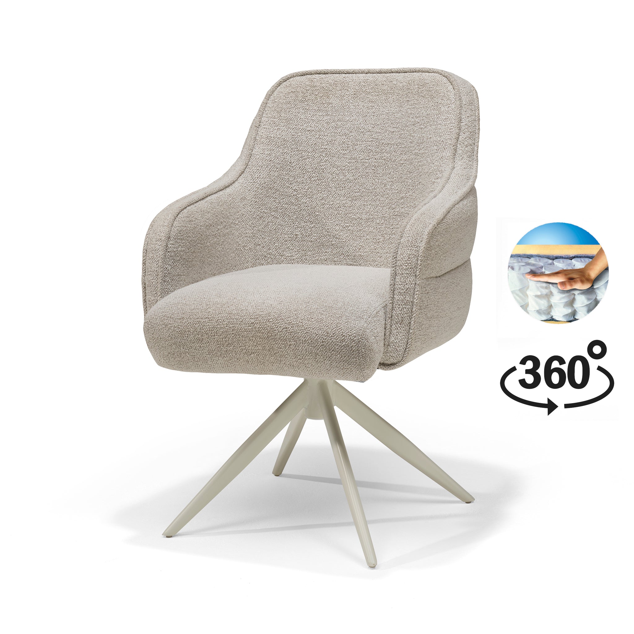 Atlanta armstoel, stof Alpine #01 naturel - 360° draaibaar frame, beige P03