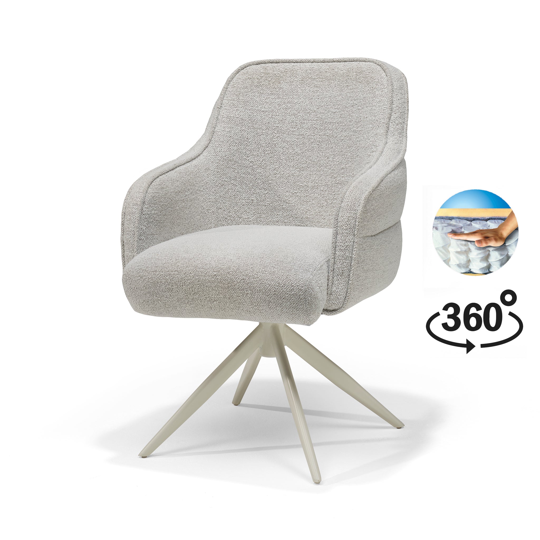 Atlanta armstoel stof Alpine #186 Champagne - 360° draaibaar, onderstel beige P03