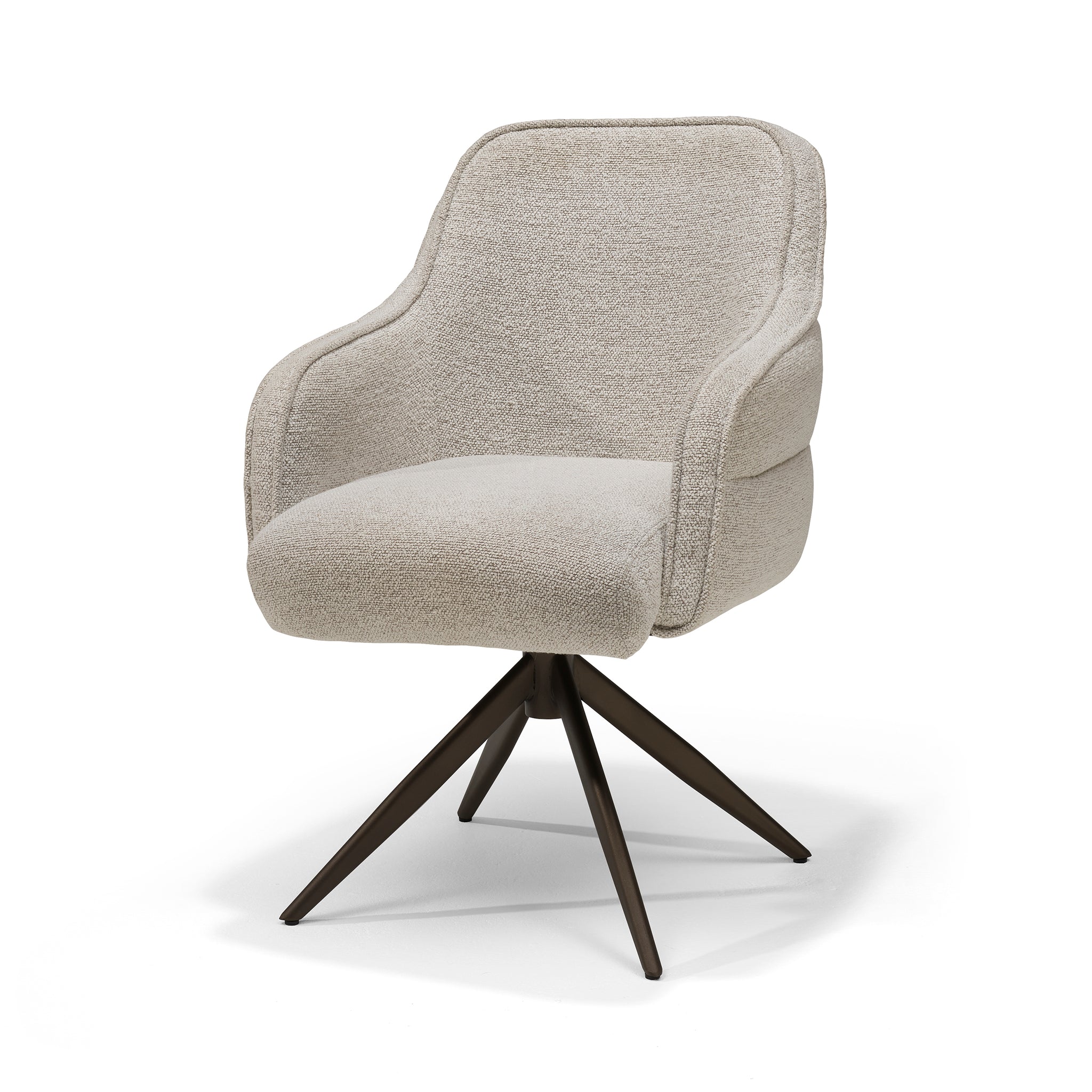Atlanta-armstoel, stof Alpine nr. 01 naturel - 360° draaibaar, frame brons P03