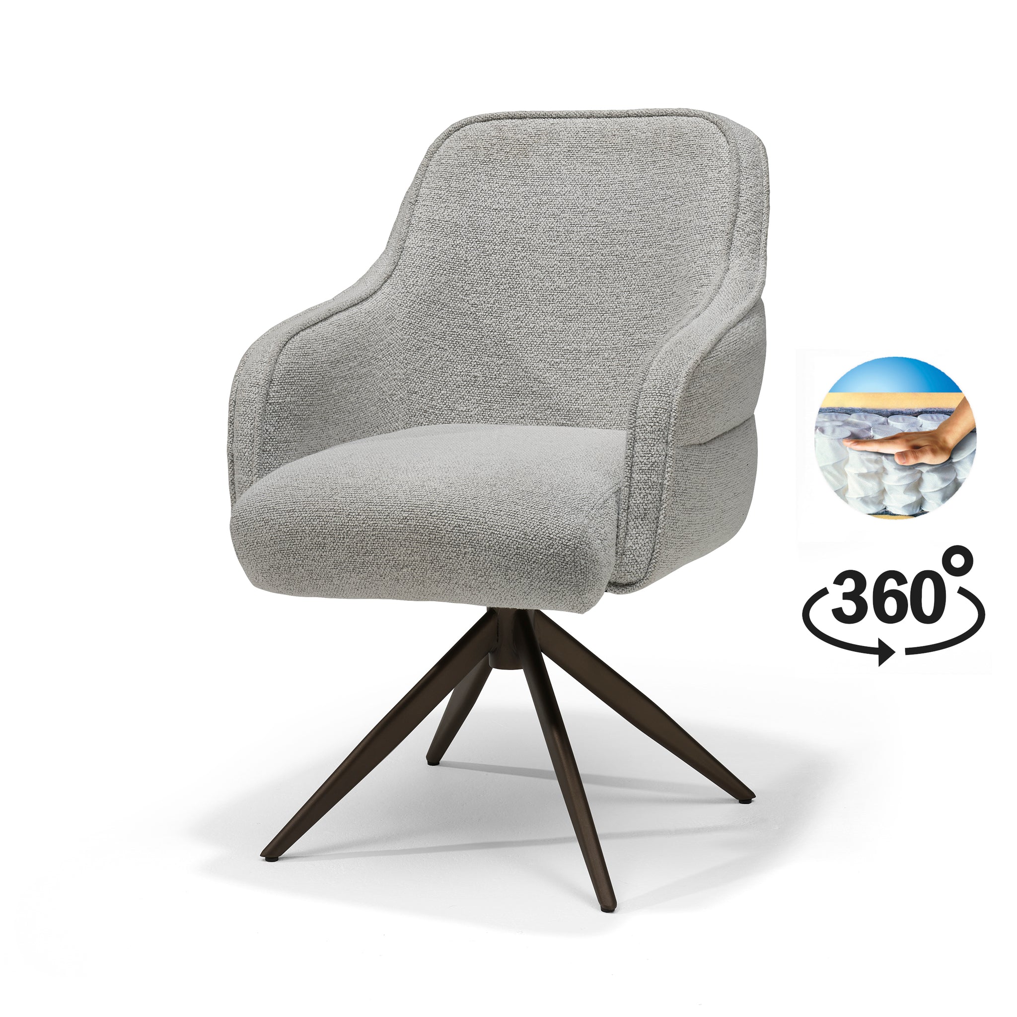 Atlanta armstoel Stof Alpine #149 Staal - 360° draaibaar, bronzen frame P03