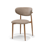 Dalton Eetkamerstoel, stof Vibe #21 Taupe - metalen frame, eiken naturel