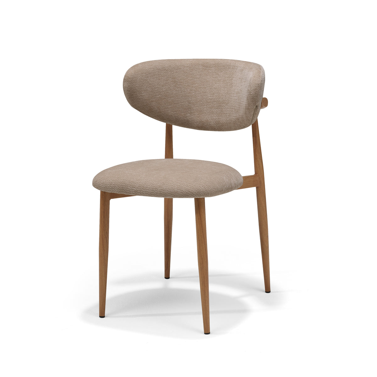 Dalton Eetkamerstoel, stof Vibe #21 Taupe - metalen frame, eiken naturel