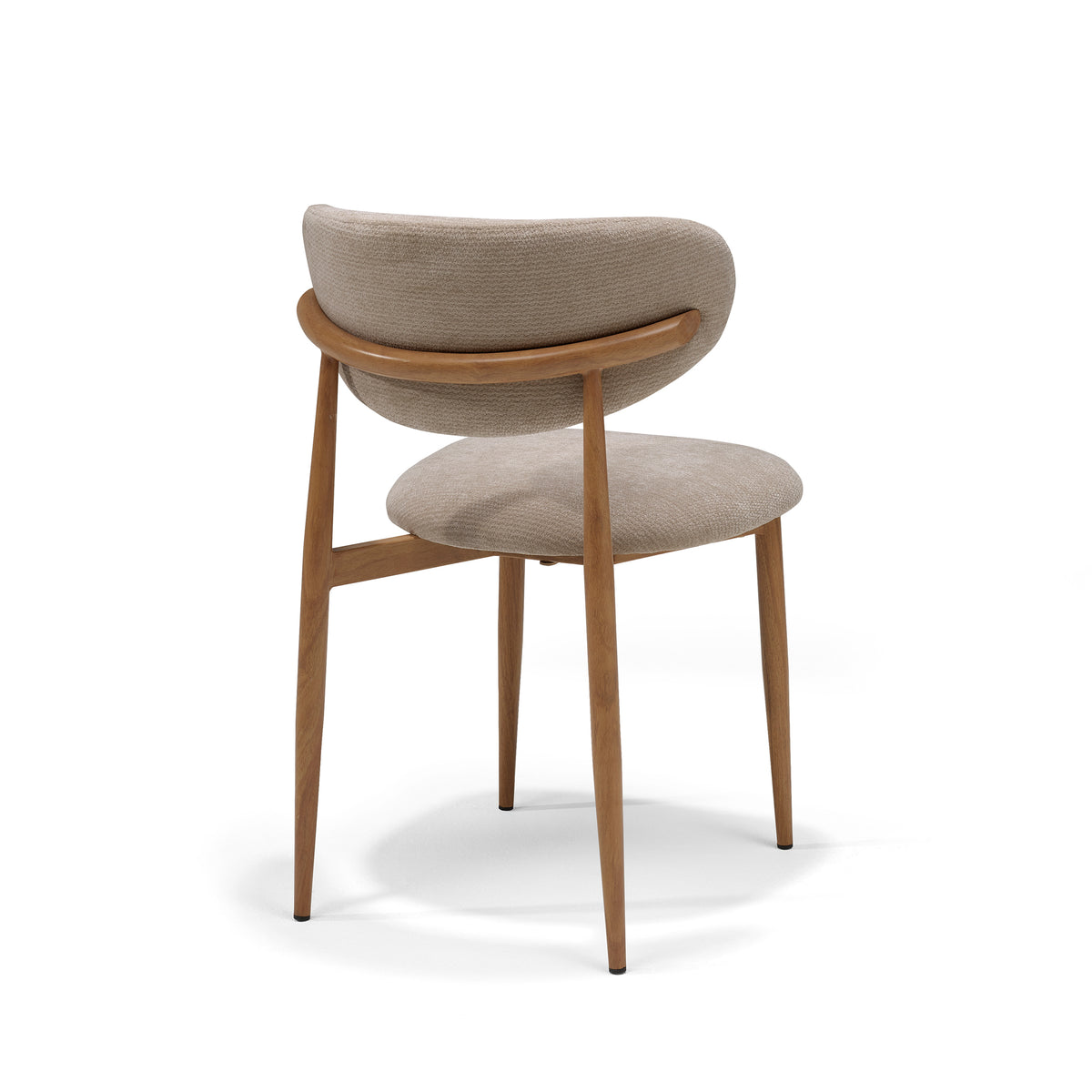 Dalton Eetkamerstoel, stof Vibe #21 Taupe - metalen frame, eiken naturel
