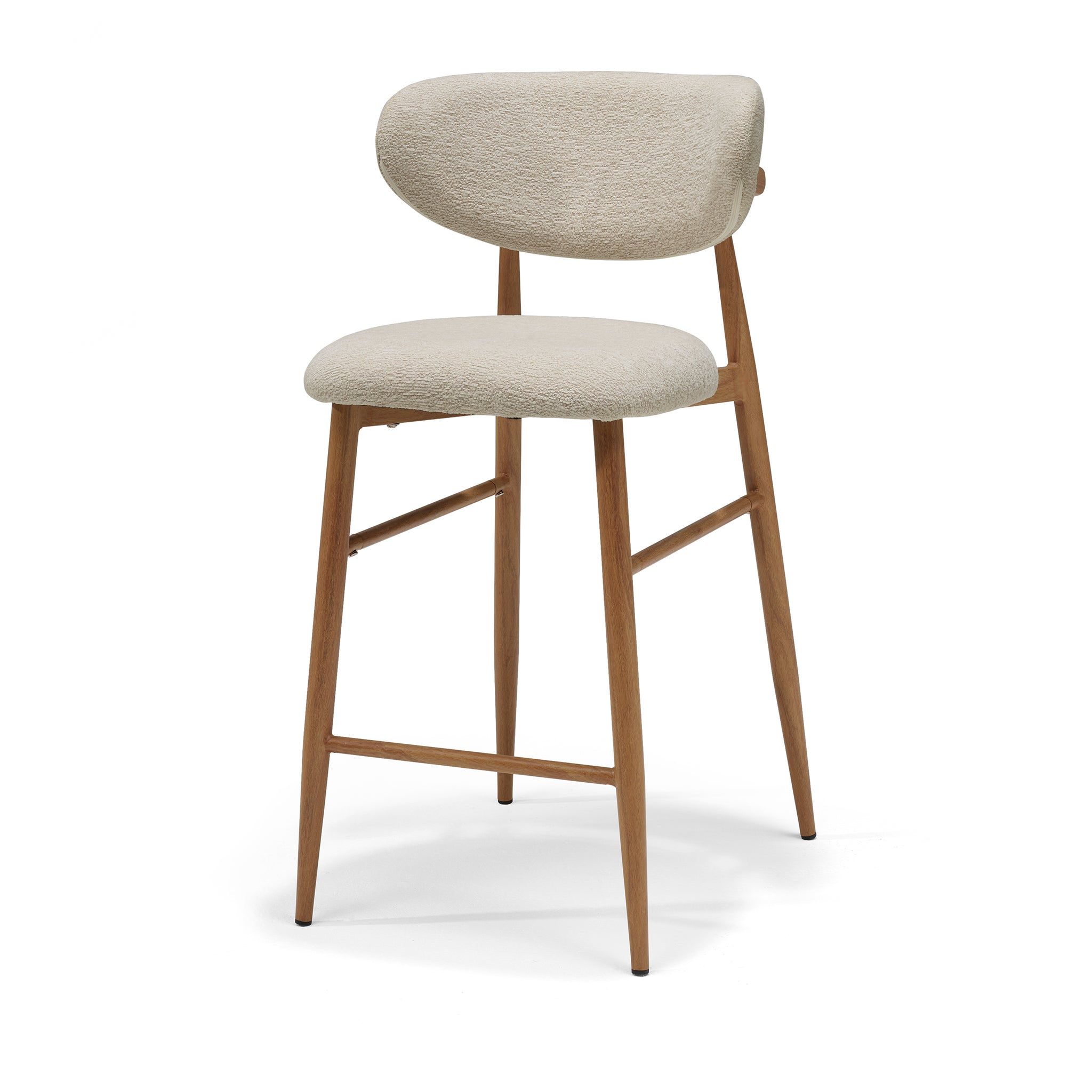 Dalton barkruk stof Vibe #06 crème - metalen frame eiken naturel