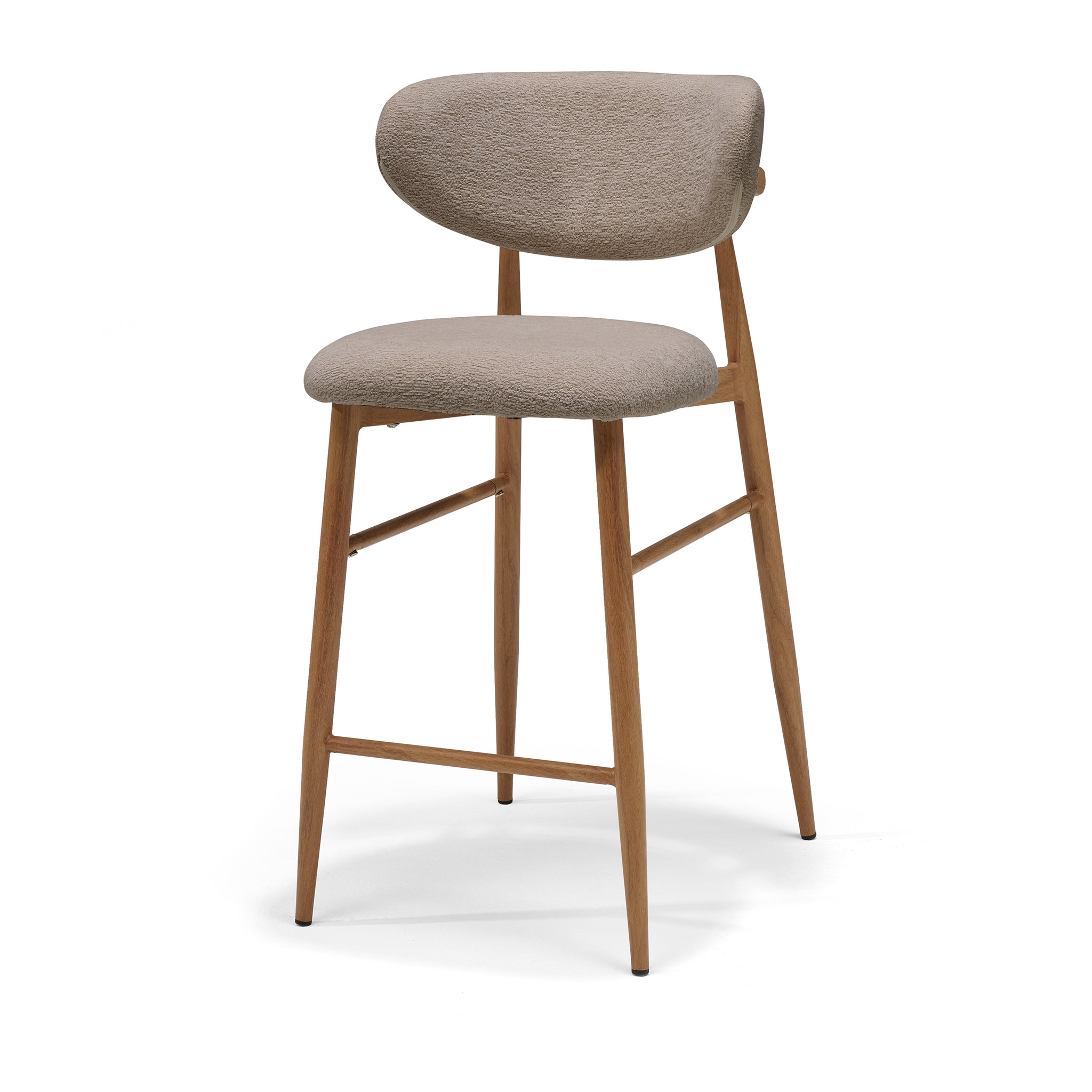 Dalton barkruk stof Vibe #21 taupe - metalen frame eiken naturel