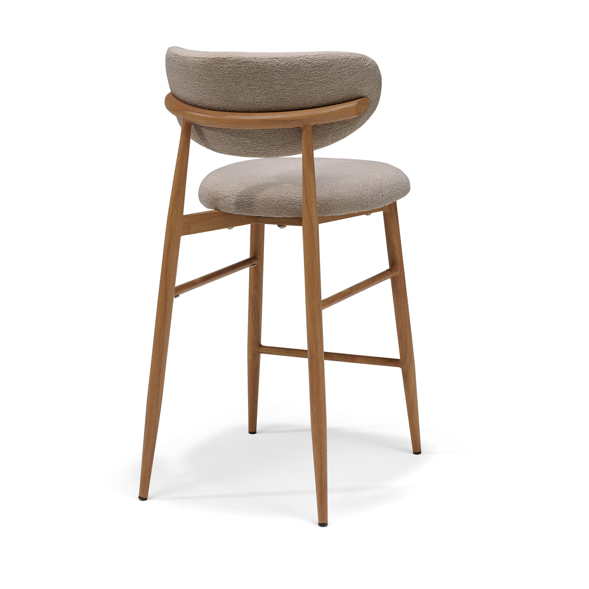 Dalton barkruk stof Vibe #21 taupe - metalen frame eiken naturel