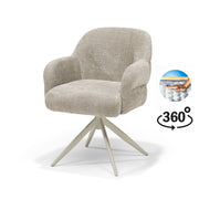 Eetkamerstoel Austin armstoel, stof Cremona #02 Ecru - 360° draaibaar, frame beige P03