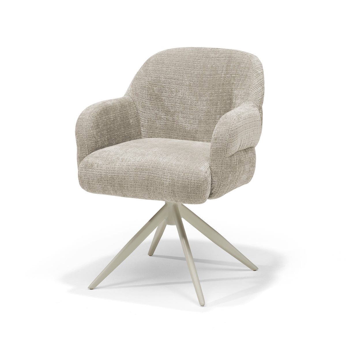 Eetkamerstoel Austin armstoel, stof Cremona #02 Ecru - 360° draaibaar, frame beige P03